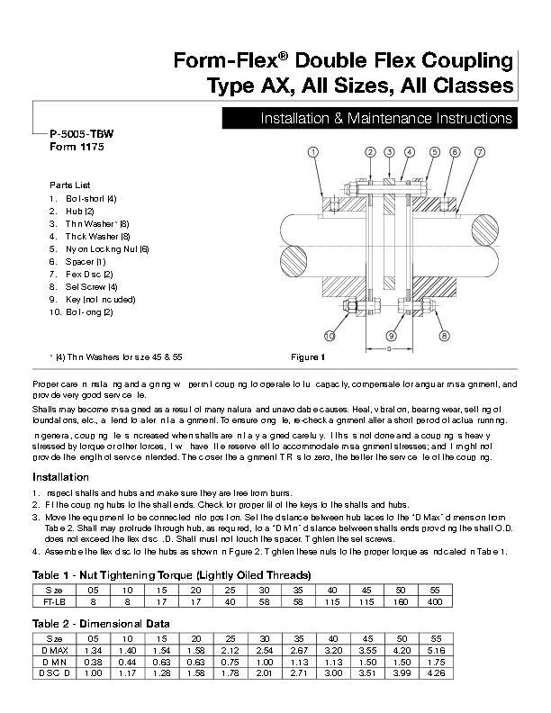 Form-Flex Double Flex Coupling Type Ax, All Sizes, All Classes