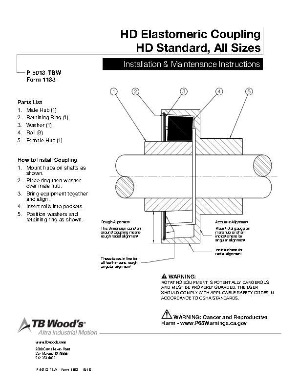 HD Elastomeric Coupling HD Standard Install & Maintenance