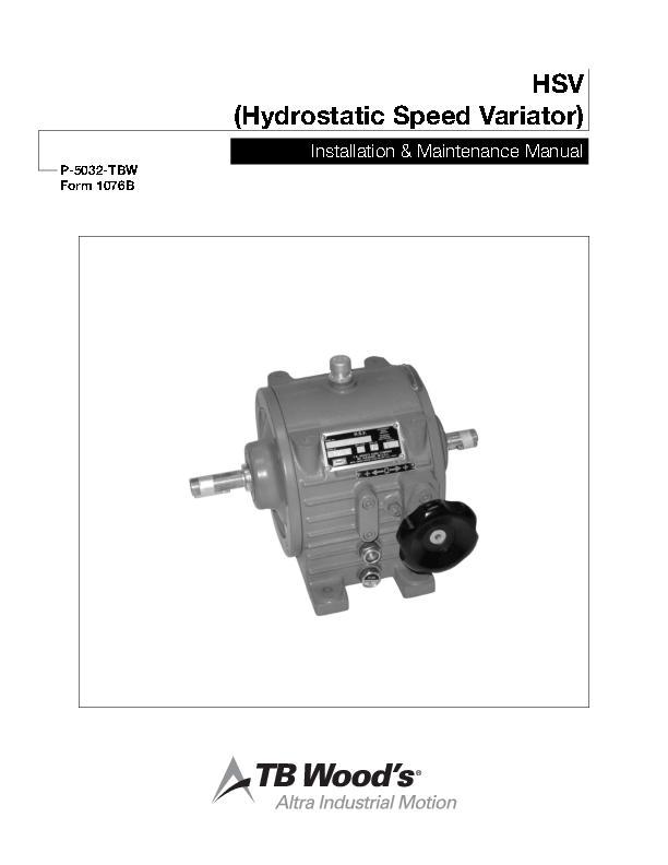 HSV Hydrostatic Speed Variator Service Manual