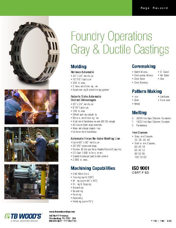 Foundry Operations Gray & Ductile Castings