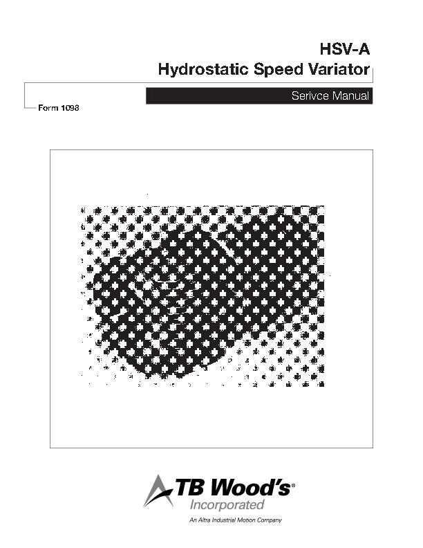 HSV-A Hydrostatic Speed Variator Service Manual